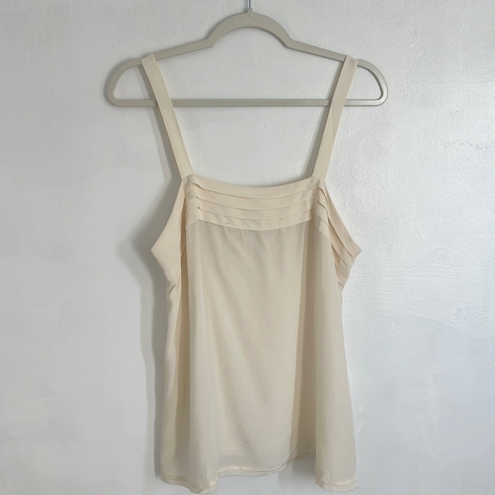 [JOIE] Cream Silk Pleated Top